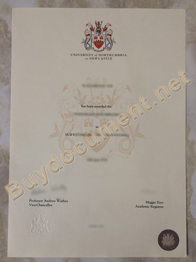 Northumbria University degree sample, Northumbria University fake diploma