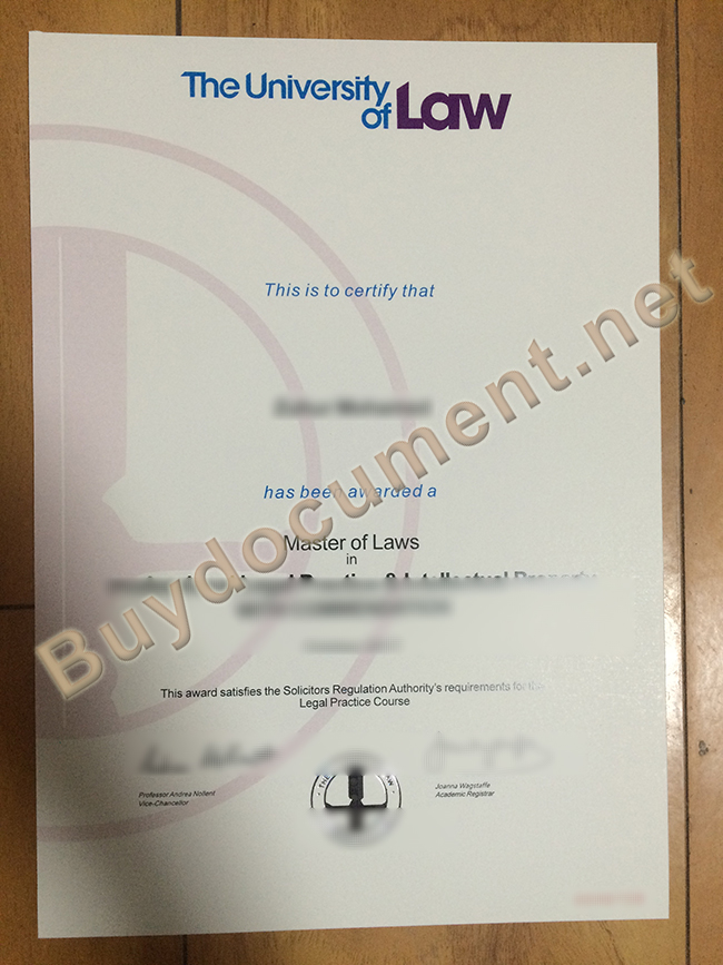 University of Law degree sample, University of Law diploma order