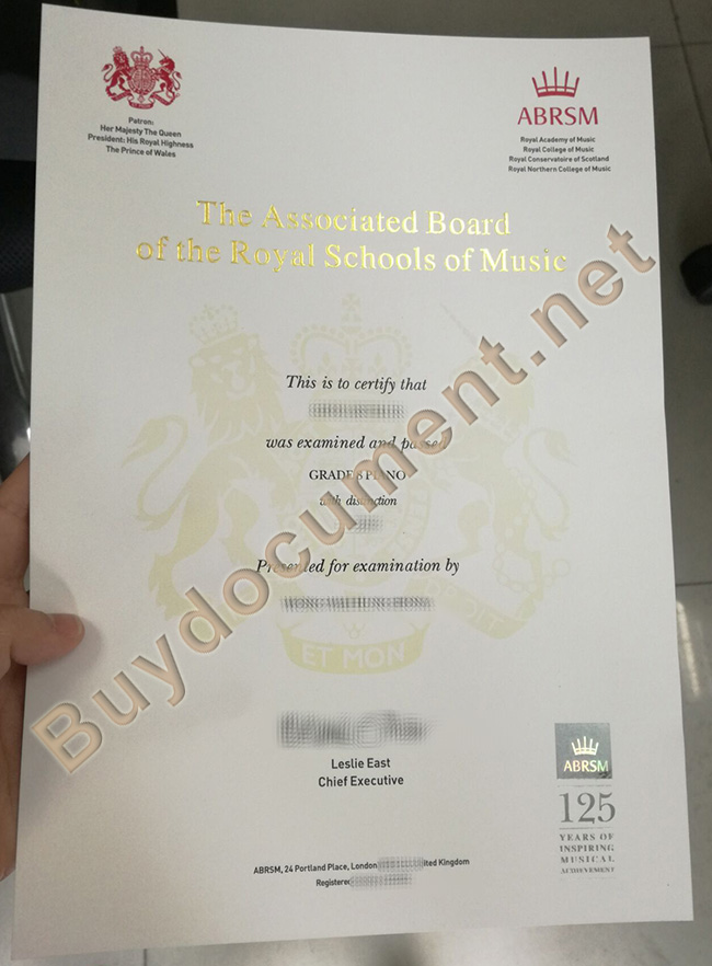 ABRSM fake certificate, ABRSM certificate sample