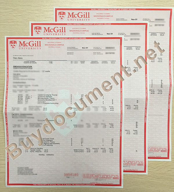 buy fake diploma, fake McGill University transcript