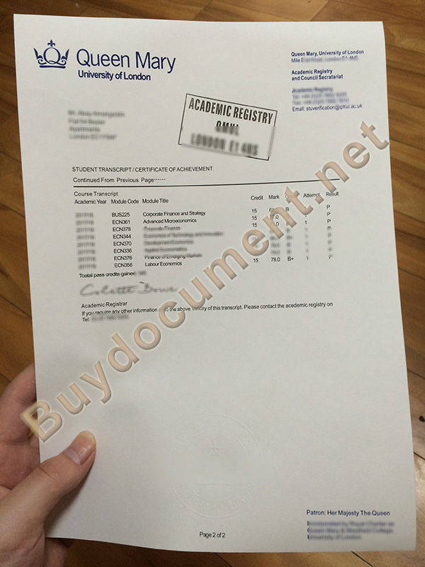 fake Queen Mary University of London transcript, buy fake diploma