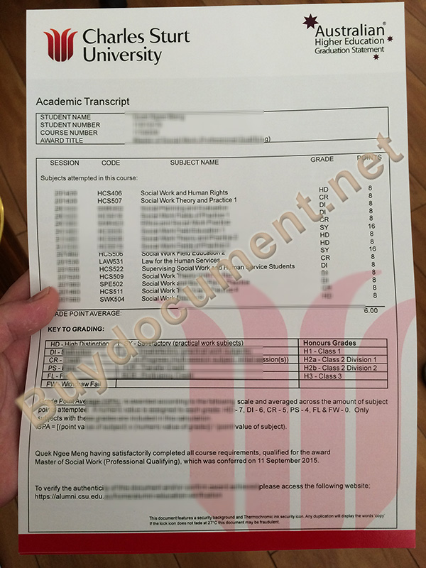 fake Charles Sturt University transcript, buy fake diploma