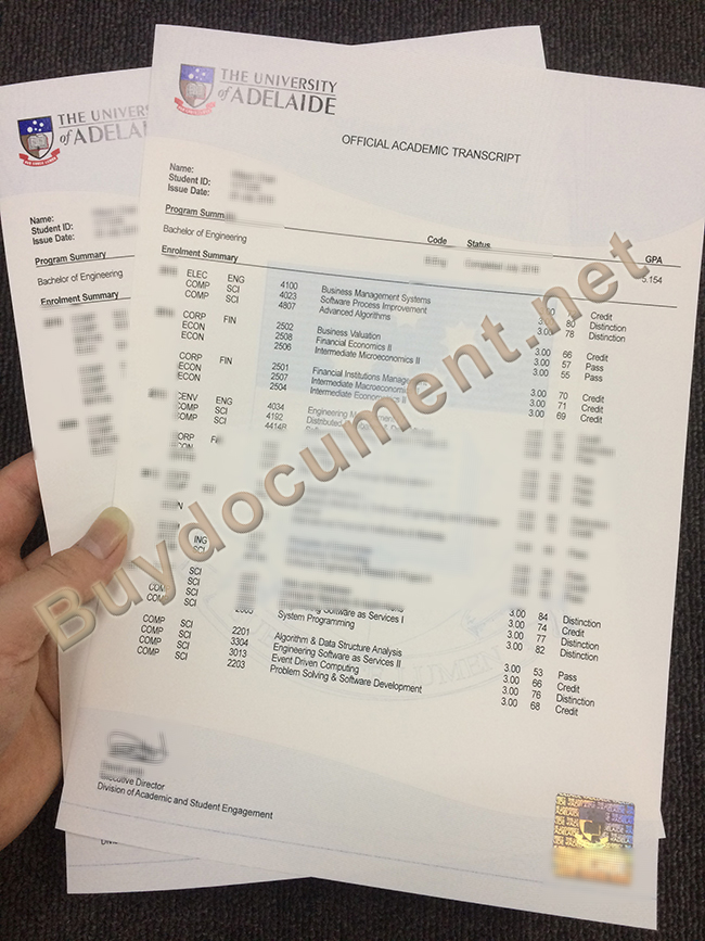 University of Adelaide diploma, fake University of Adelaide transcript