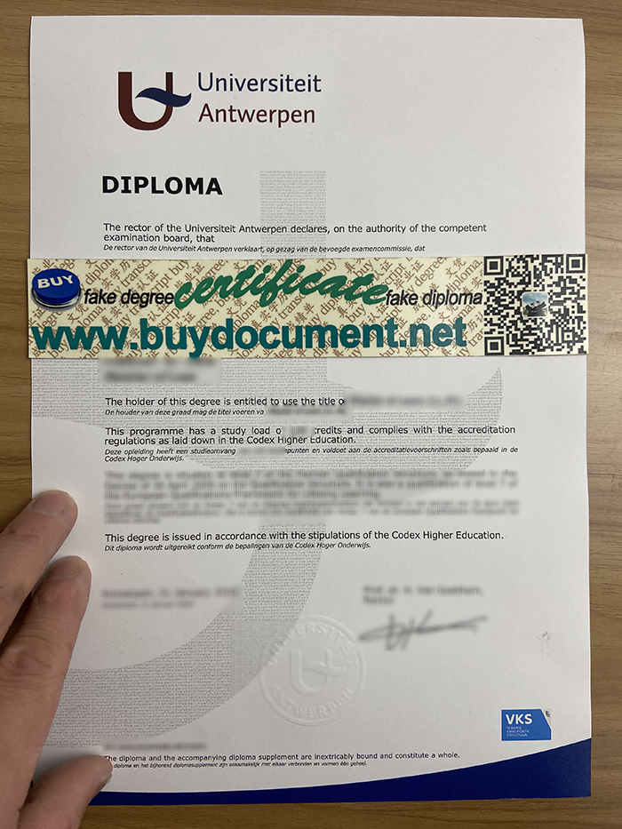 UAntwerpen, UA degree, UA diploma, fake degree, fake diploma, buy diploma, Master of Arts, Coat of Arms, embossed logo, transcript, certificate, duplicate, Official result, How much does it cost to fake a degree certificate from University of Antwerp? How long does it take to study at University of Antwerp? How long does it take to obtain an undergraduate diploma? A sample of University of Antwerp's Master diploma certificate.