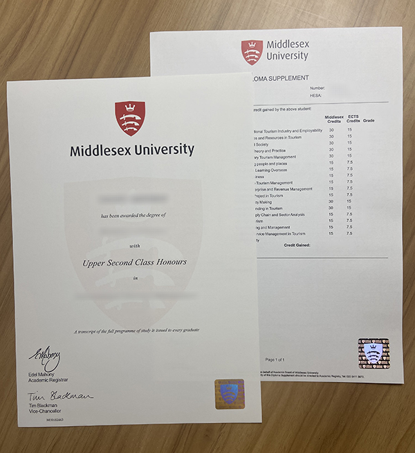 Middlesex University transcript