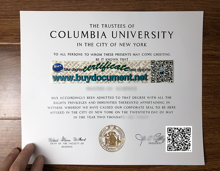 Columbia University diploma