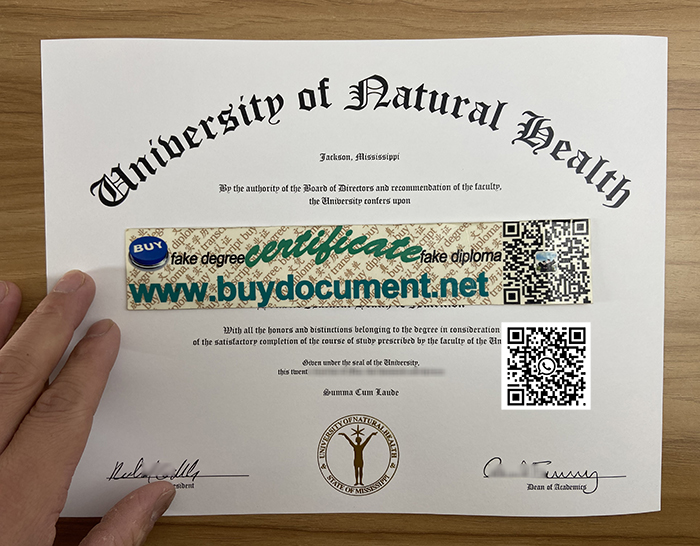 University of Natural Health diploma