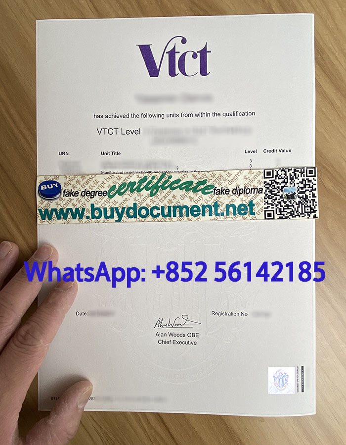 Fake VTCT transcript. Buy VTCT Unit record.