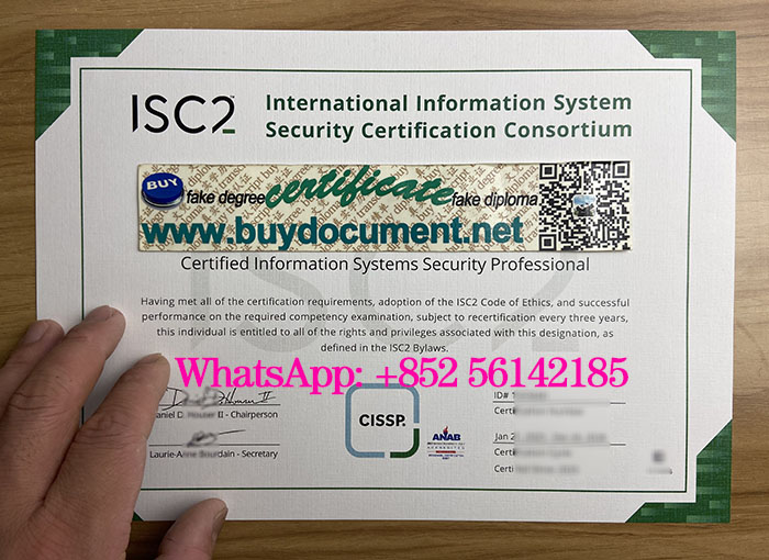 ISC2 certificate, CISSP certificate for sale.