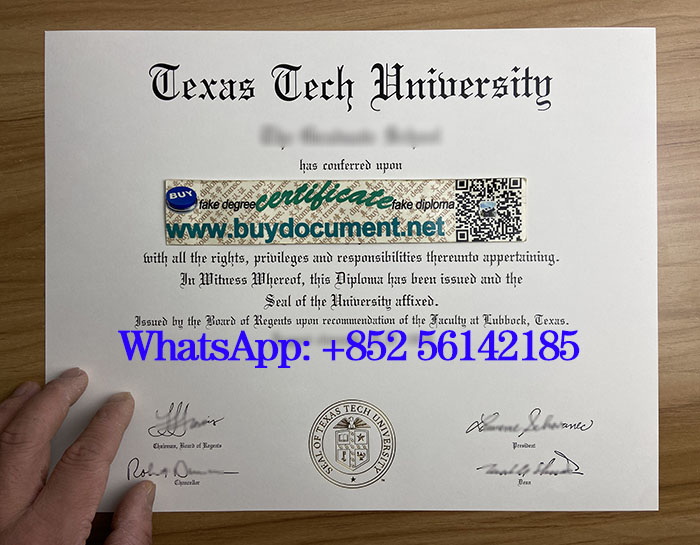 Texas Tech diploma for sale. TTU diploma.